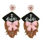 I did It Letter Beaded Graduate Cap Earrings