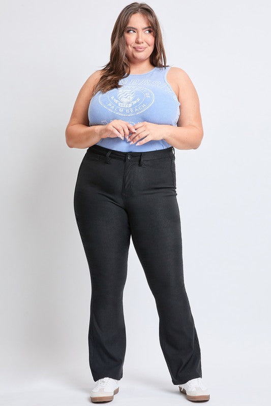 Black Hyper Stretch High Rise Flare