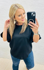 Black Rebecca Ruffle Blouse