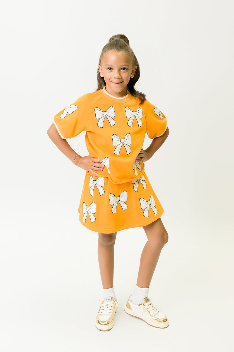 Orange and White Bows Skort