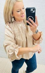 Chesnut Frilled Satin Blouse