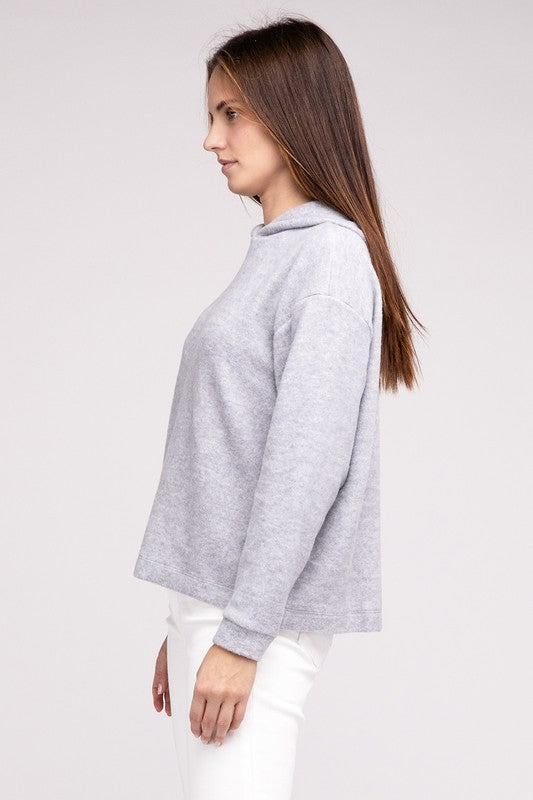 Hooded Brushed Melange Hacci Sweater