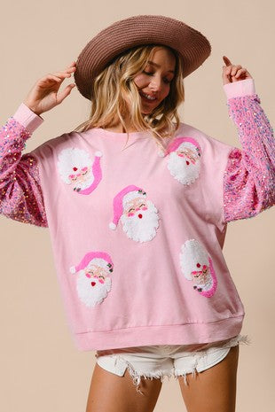 Pink Holly Jolly Santa Top