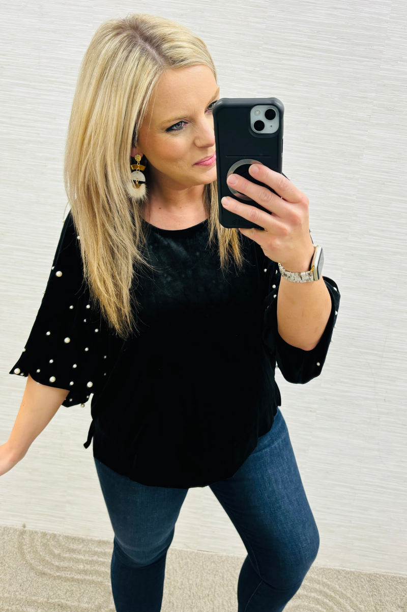 Black Pearl Sleeve Blouse