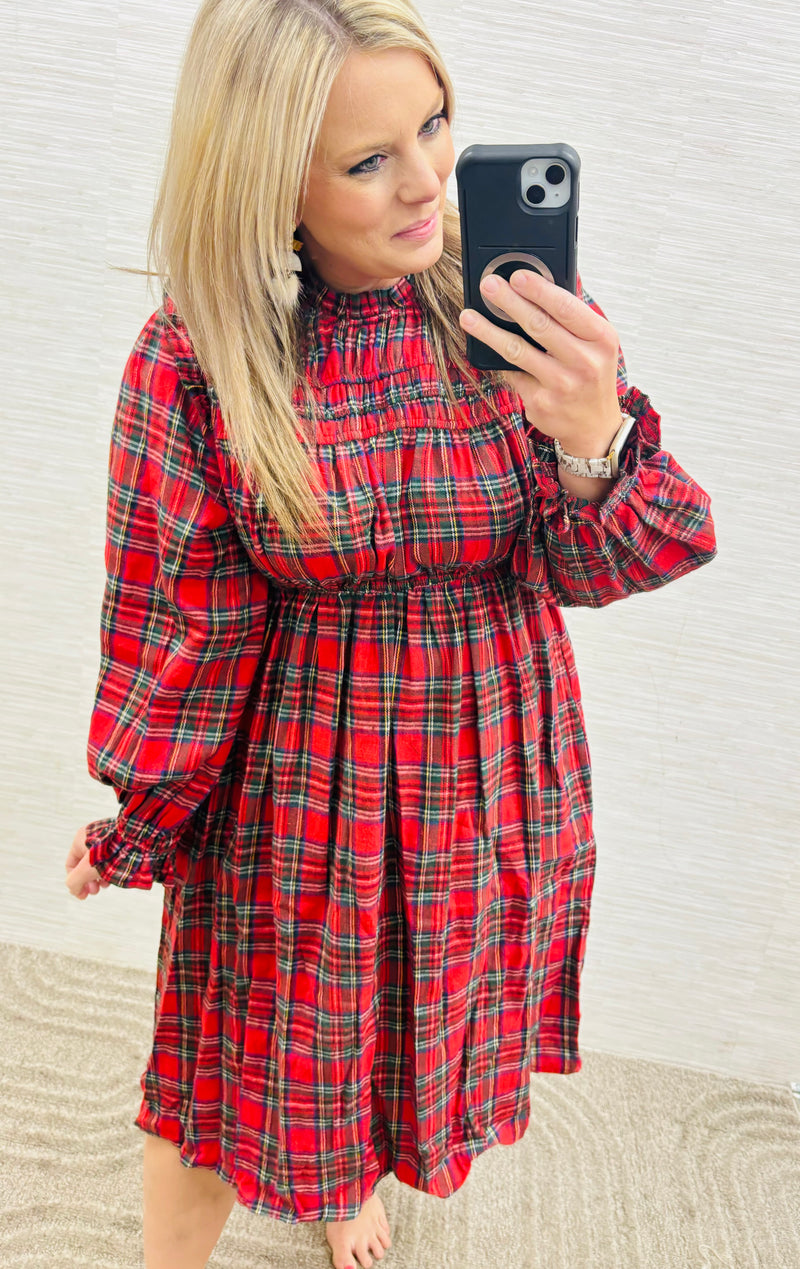 Red Plaid Holiday Dress