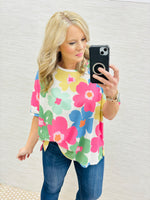 Spring Summer Floral Oversized Top with Slits