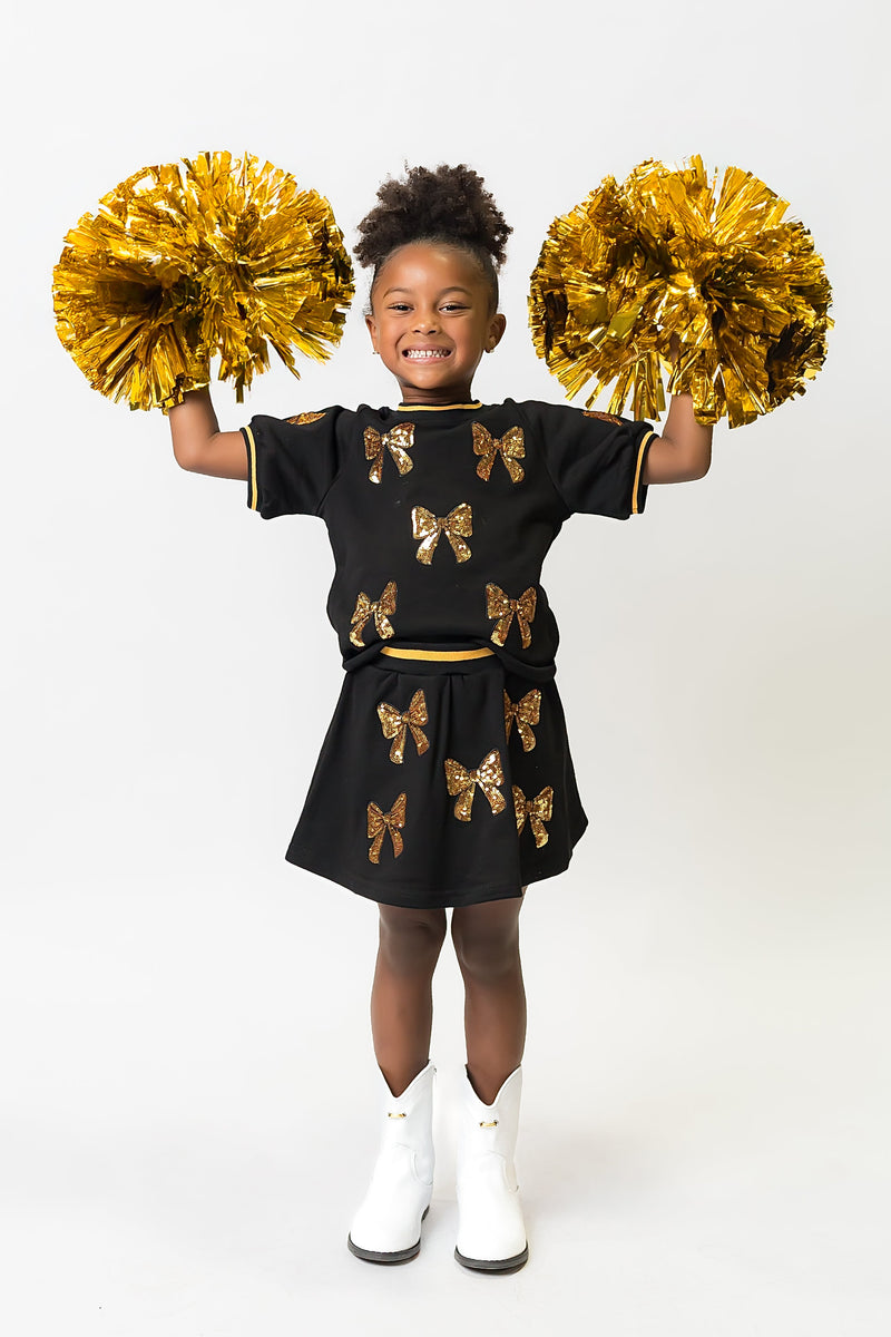 Black and Gold Bows Skort