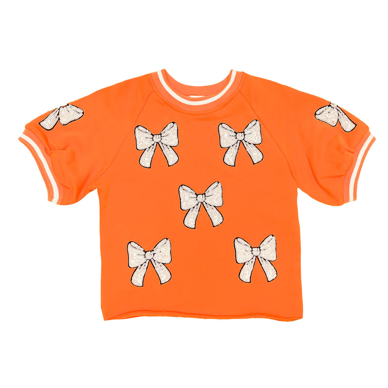 Bright Orange and White Bows Top
