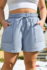 Kimberly Plus Size Drawstring High Waist Denim Shorts
