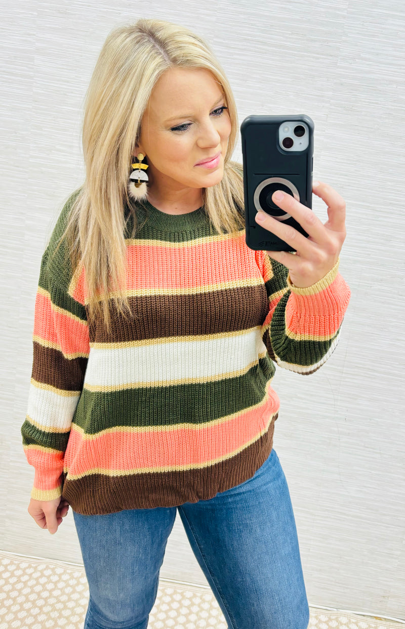 Striped Sweater Olive