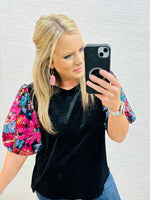 Megan Sequin Sleeves Blouse