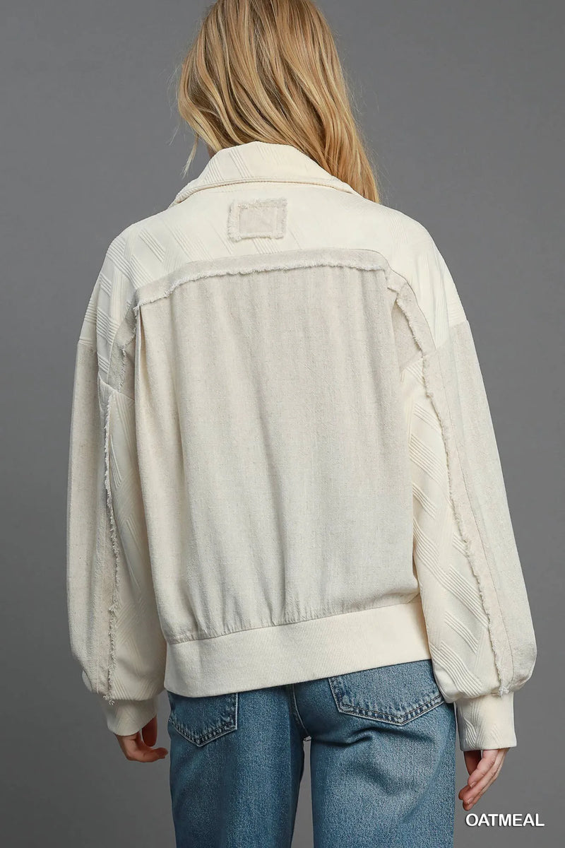 Umgee Two-Way Jacquard Zip-Up Jacket