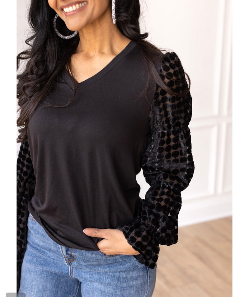 Black Velvet Burnout Sleeves