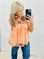 Beautiful Baby Doll Top With Embroidery: APRICOT