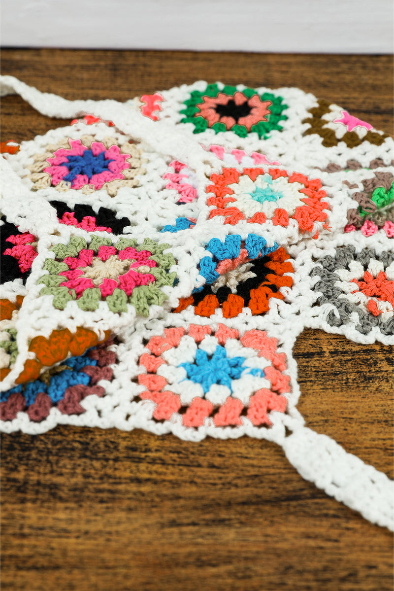 Boho Floral Crochet Retro Mini-Tote Bag