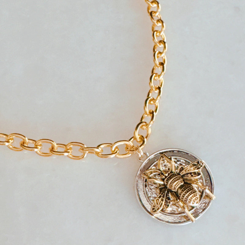 Bold And Antique Bee Chain Necklace