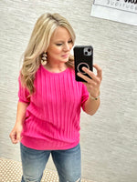 Hot Pink Ribbed Knitted Top