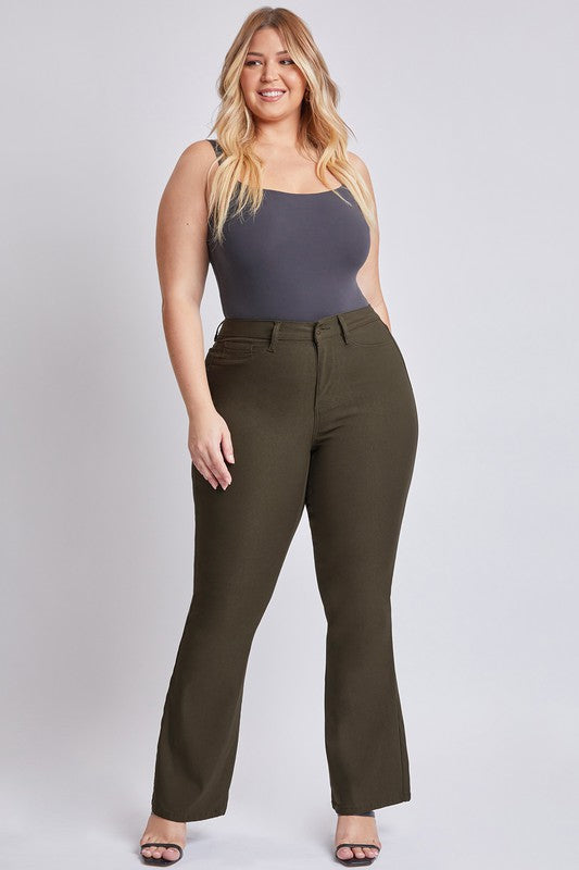 Olive Hyper Stretch High Rise Flare