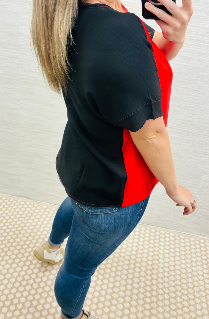 Red/Black Blouse