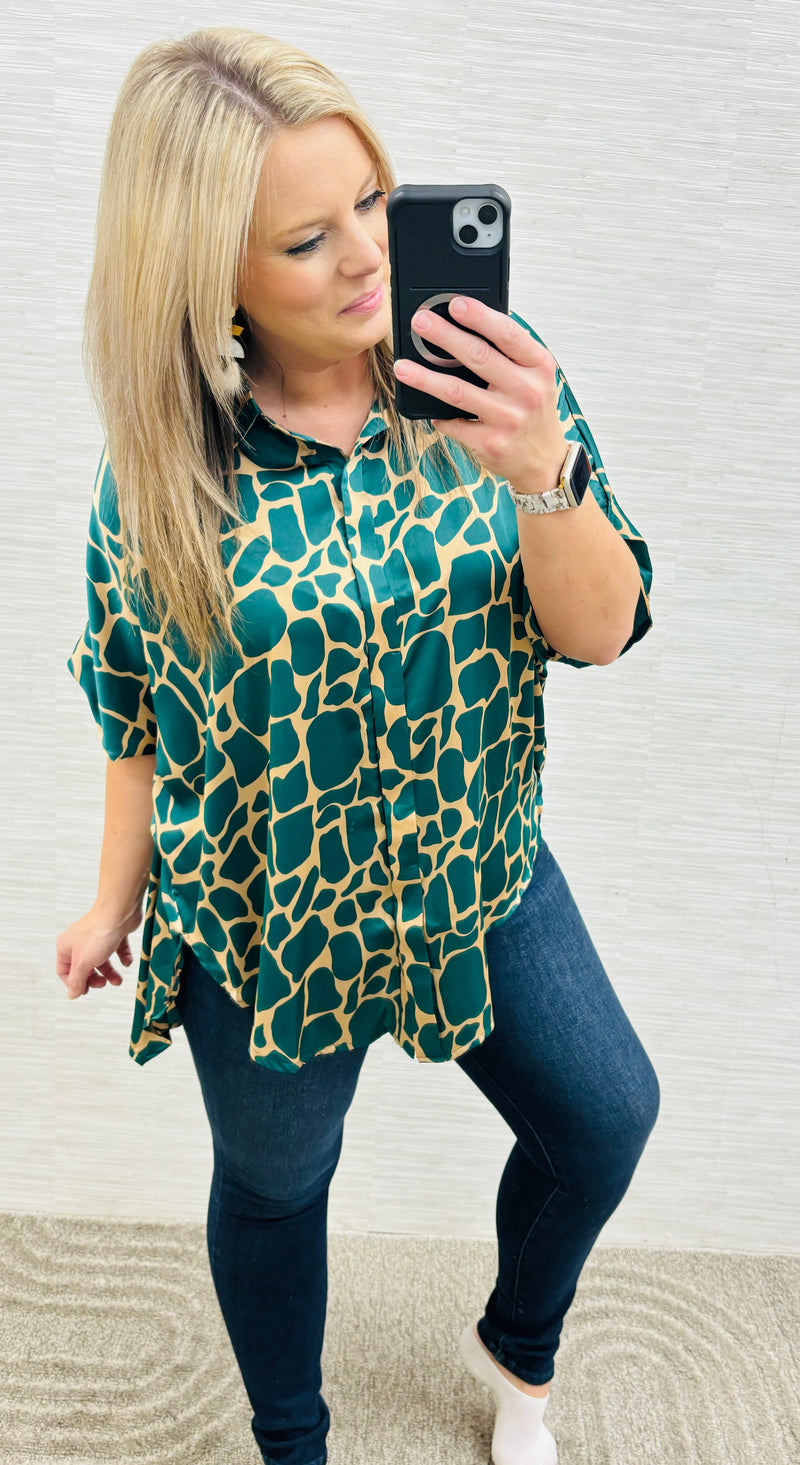 Green Taupe Mix Pattern Blouse