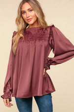 Sugar Plum Frilled Satin Blouse