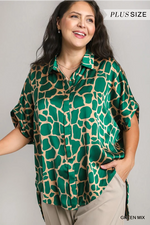 Green Taupe Mix Pattern Blouse