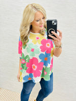 Spring Summer Floral Oversized Top with Slits