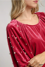 Berry Pearl Sleeve Blouse