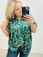 Green Taupe Mix Pattern Blouse