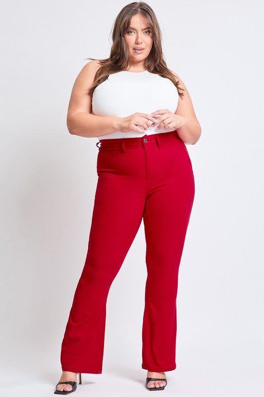 Red Hyper Stretch High Rise Flare