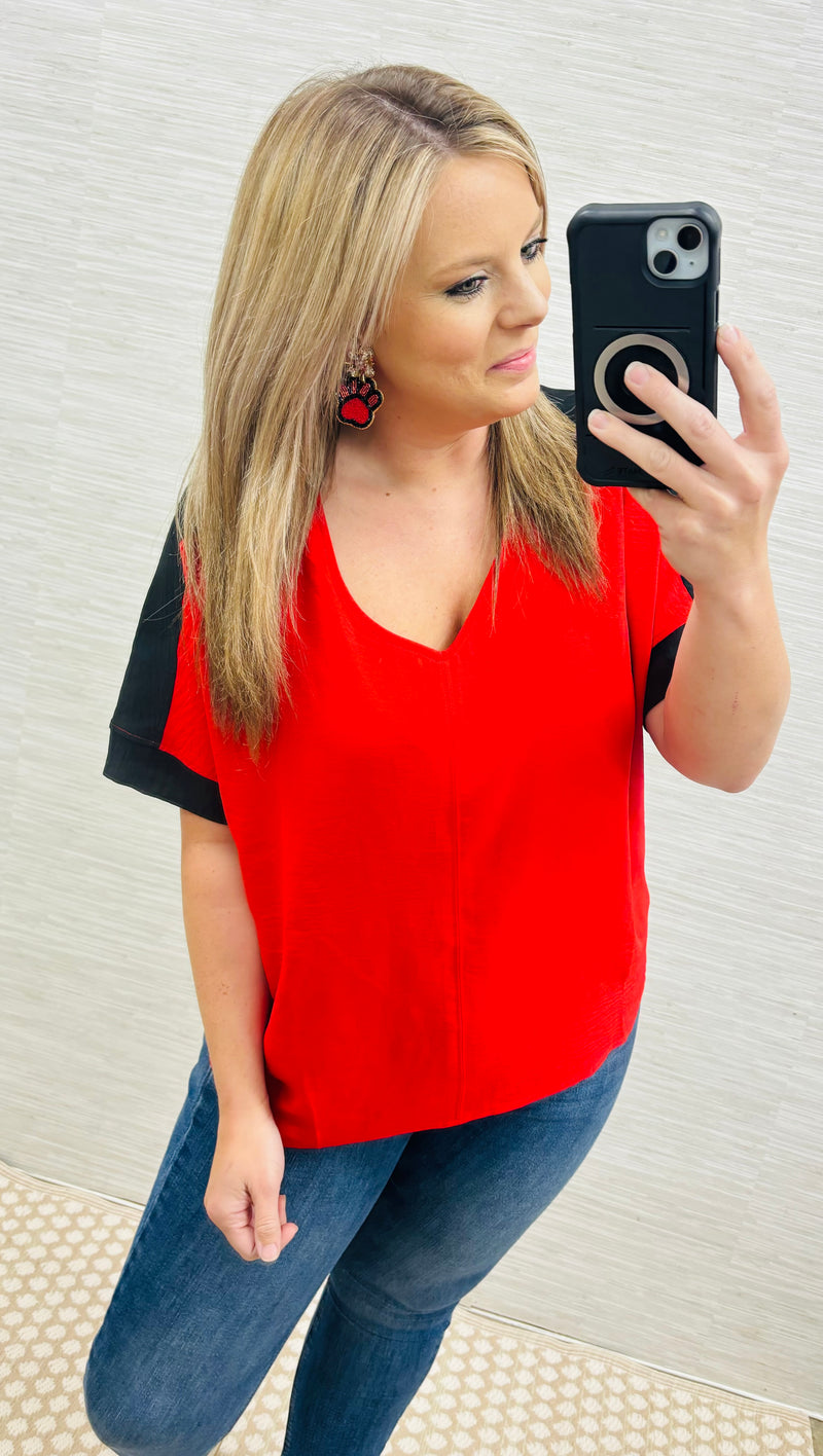 Red/Black Blouse