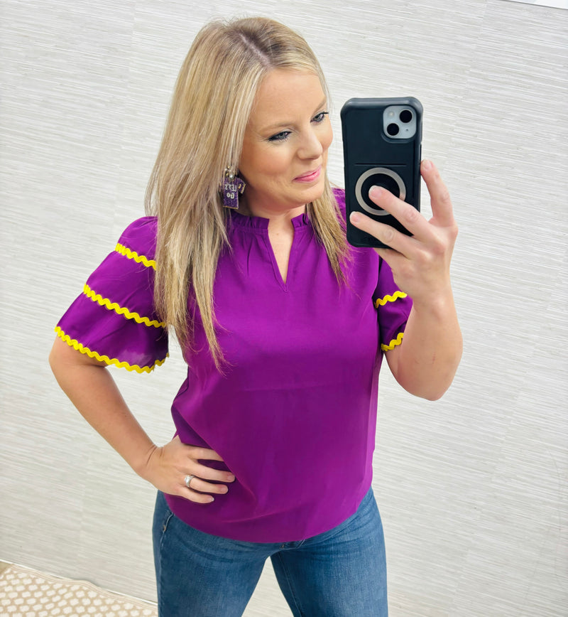 Purple Gameday Ric Rac Top