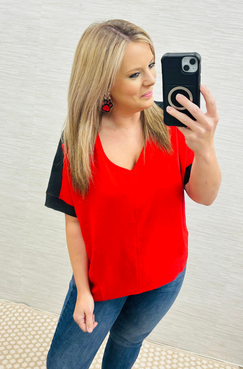 Red/Black Blouse