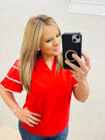 Red Gameday Ric Rac Top