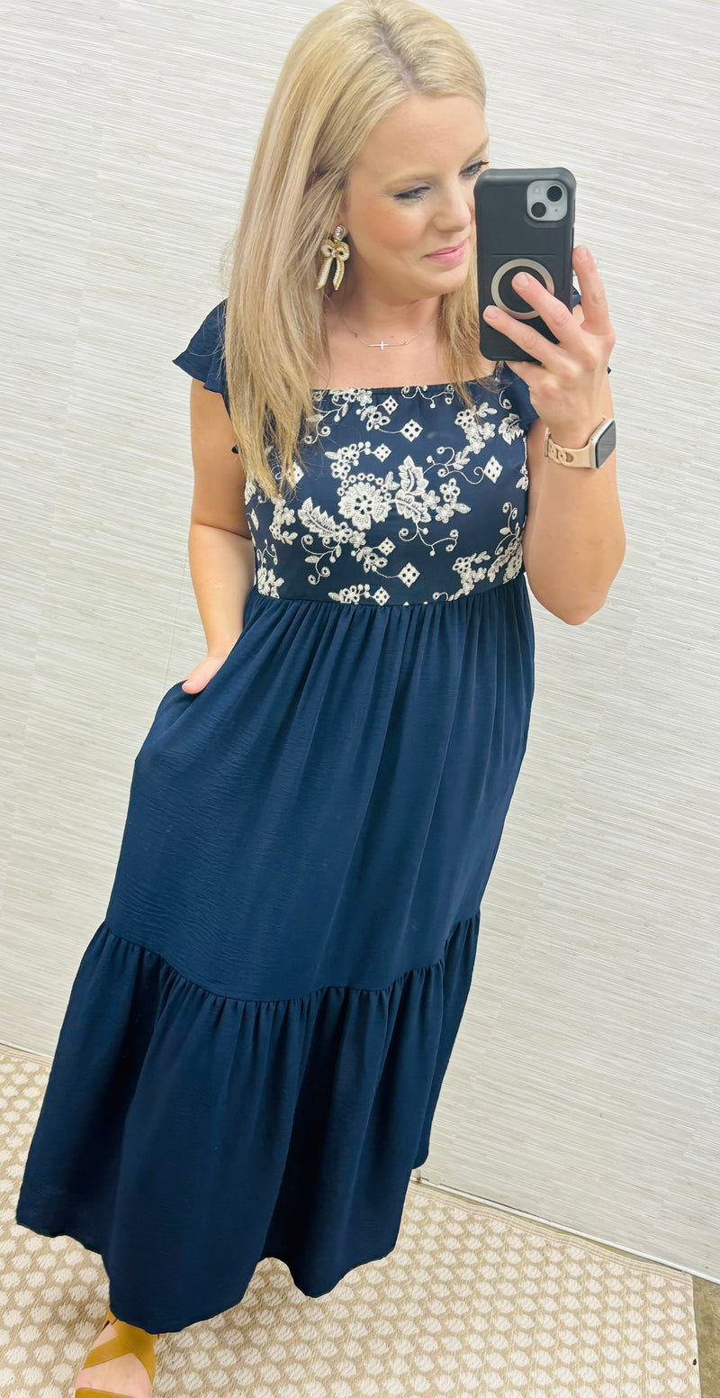 Navy Days Maxi Dress