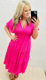 Hot Pink Flattery Waist Dress