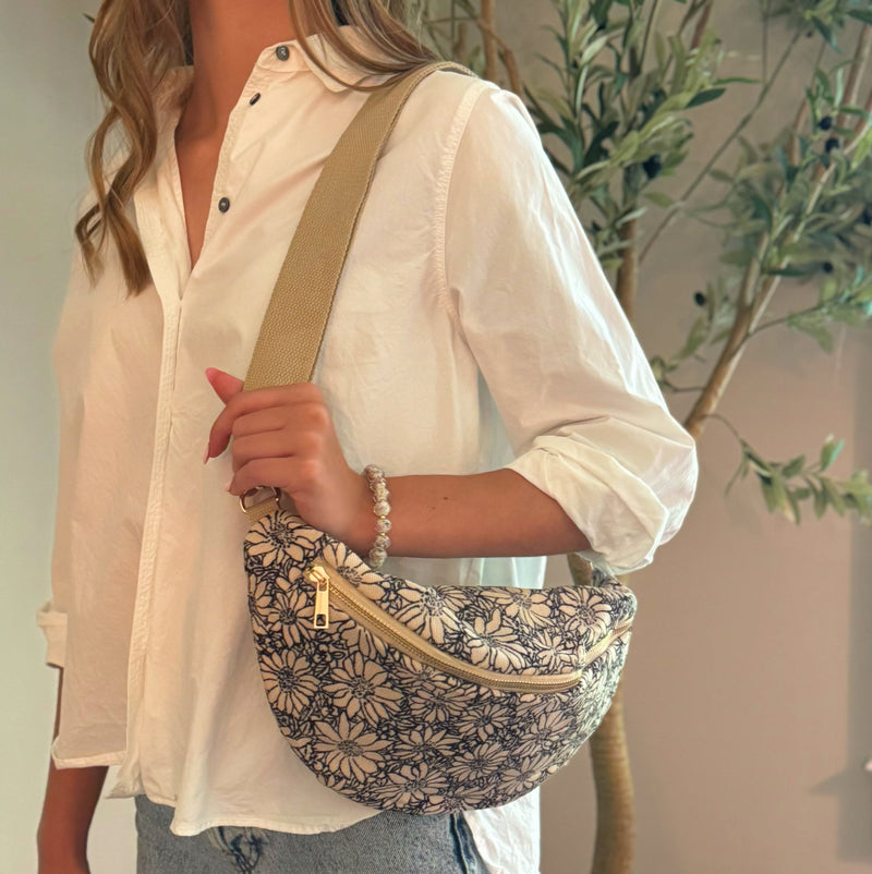 Vintage Floral Sling Bag – Adjustable Crossbody with Wide Strap for All-Day Comfort