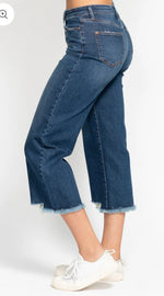 JB Button Fly Crop Raw Edge Denim