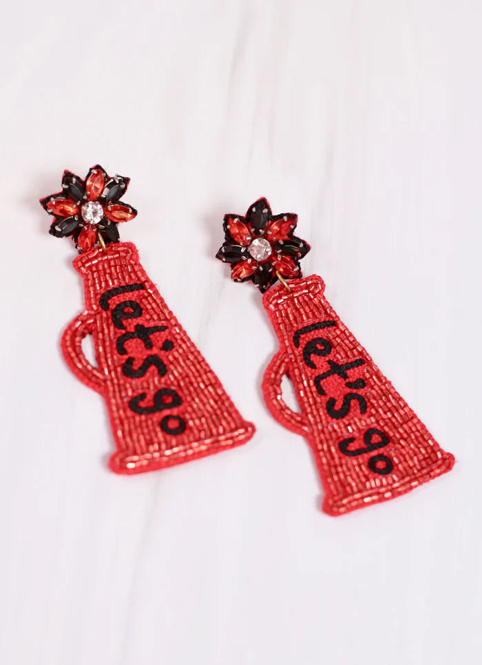 Red/Black Lets Go Megaphone Earrings