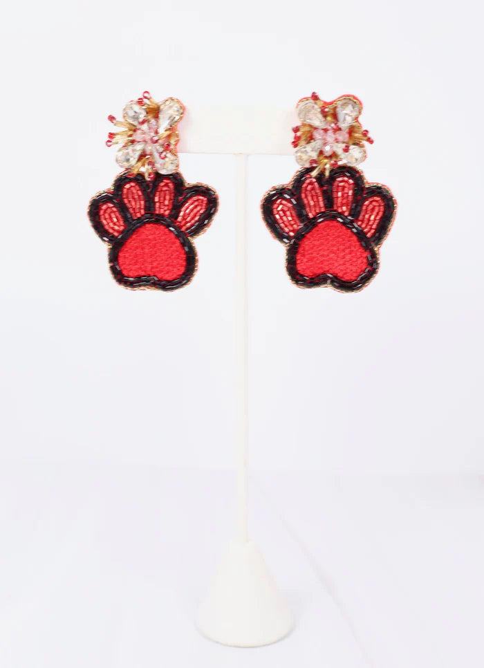 Red/Black Paw Print Earrings