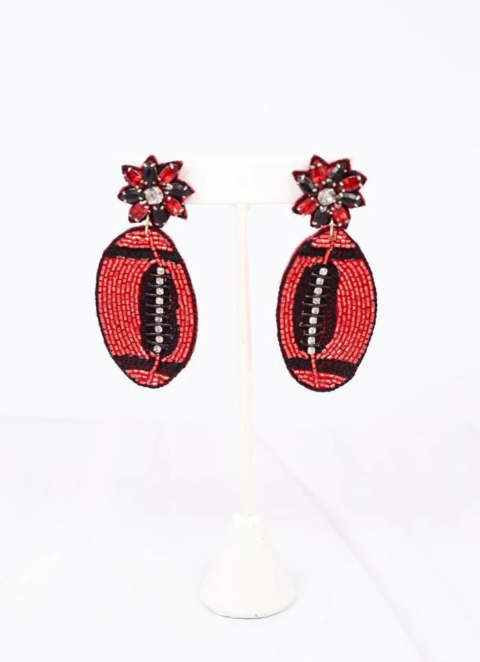 Red/Black Football Earrings