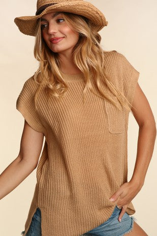 Taupe Oversized Ribber Sweater Top