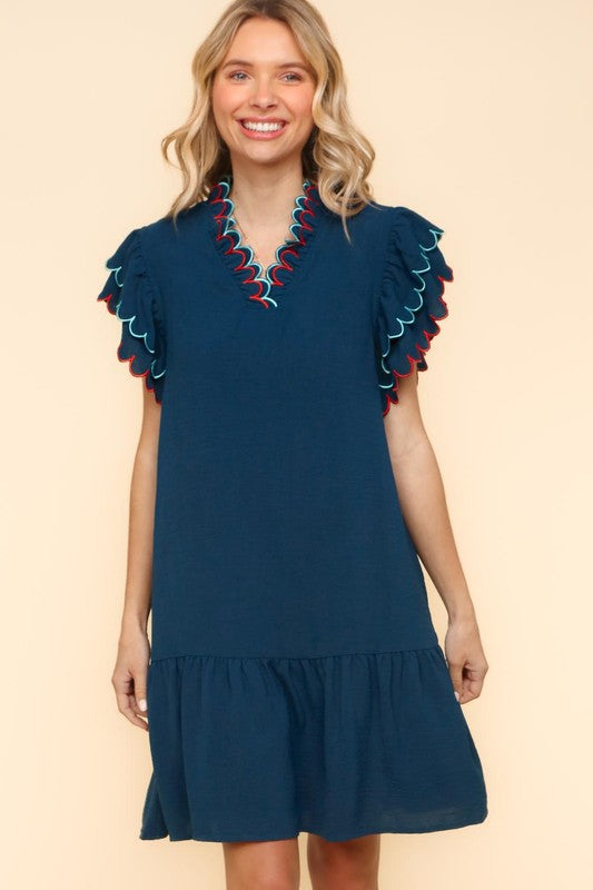 Classy Blues Scalloped Dress