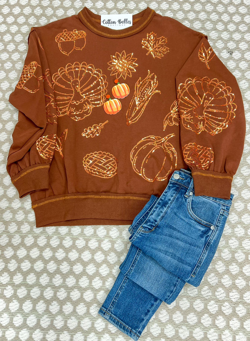 Brown Thanksgiving Blessing Top