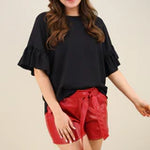 Black Rebecca Ruffle Blouse