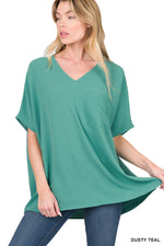 Dusty Teal Basic Airflow Pocket Blouse