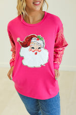 Pink Leopard Sequin Santa