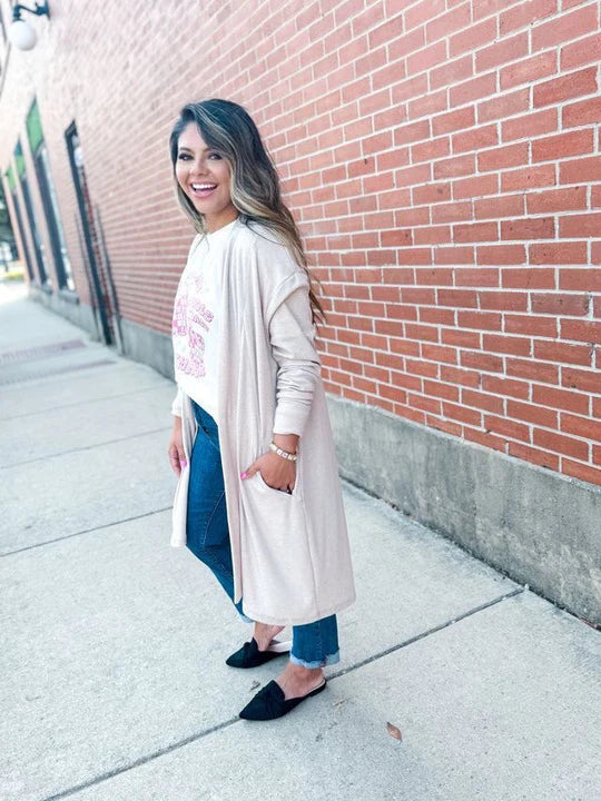 Beige Long Cardigan