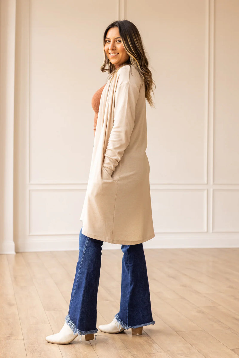 Beige Long Cardigan