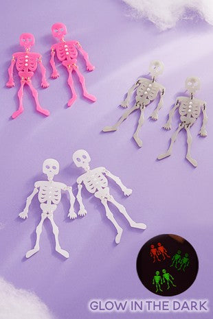 Glow in the dark skeleton earrings